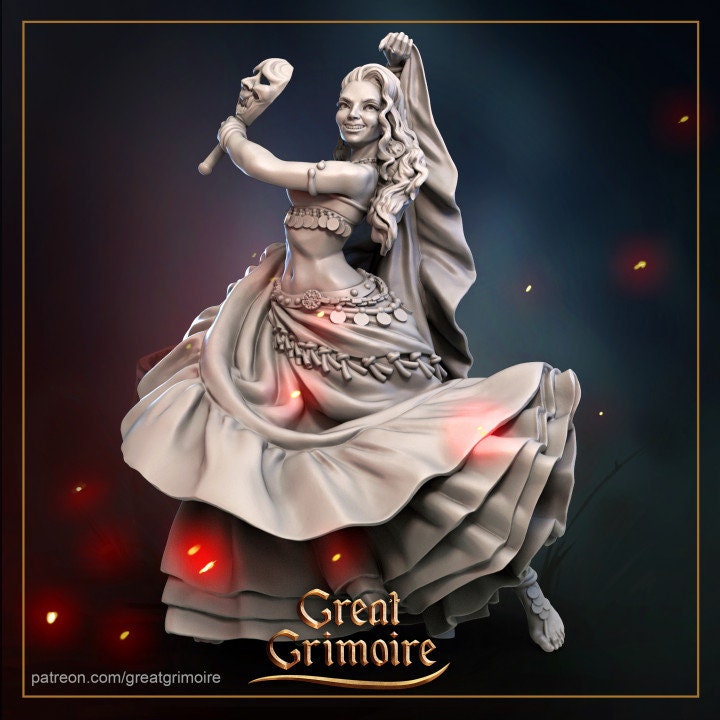 Dancer | Ideal for RPG, DnD, Table top gaming, Fantasy, Female Mininature, The 9th Age | 3D Printed Resin Models