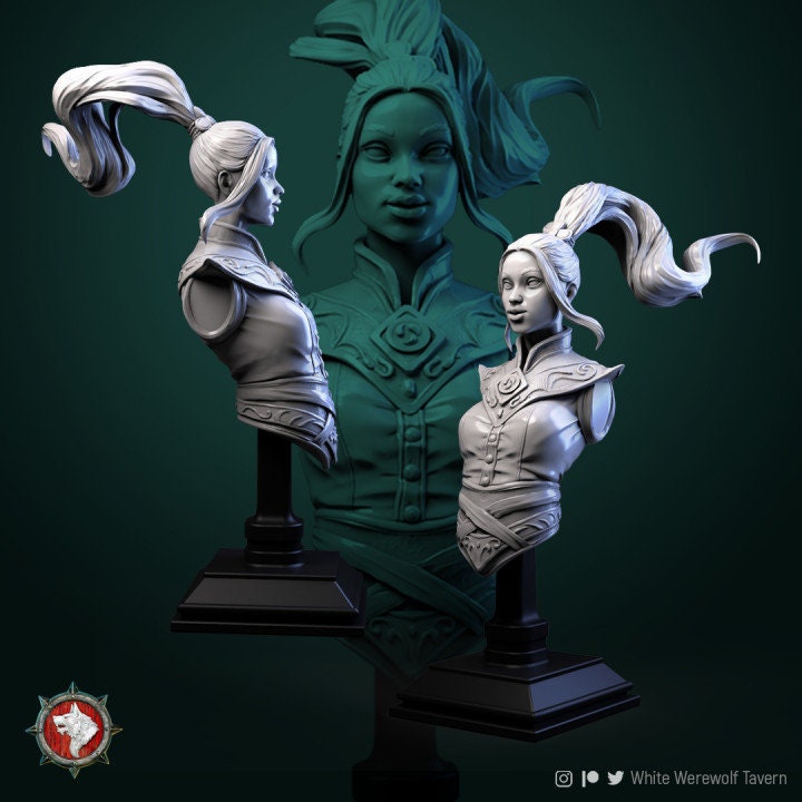 Air Master Bust | 3D Printed Resin Model | Ideal for DnD, RPG, Table top Gaming, Fantasy, Wargaming, The 9th Age, Elements, Female Miniature