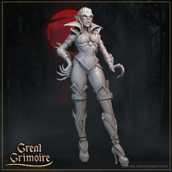 Vamp Girl | Display piece | RPG, DnD, Table top gaming, Vampire, Medieval, Horror, Fantasy, Female Miniature | 3D Printed Resin Models