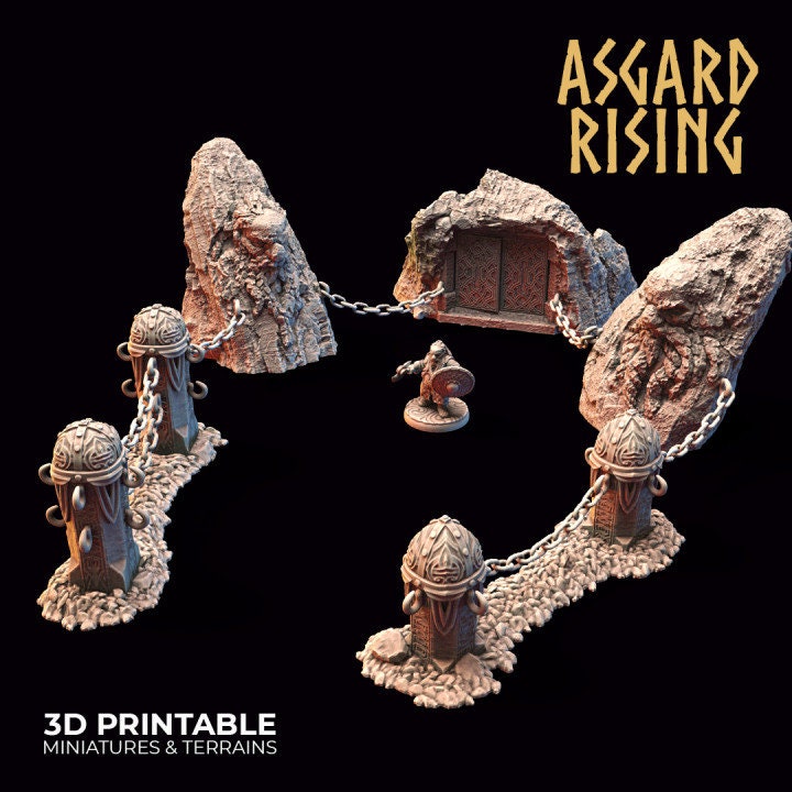 Mountain Pass Fortress Entrance | 3D Printed Resin Model | Ideal for DnD, RPG, Table top Gaming