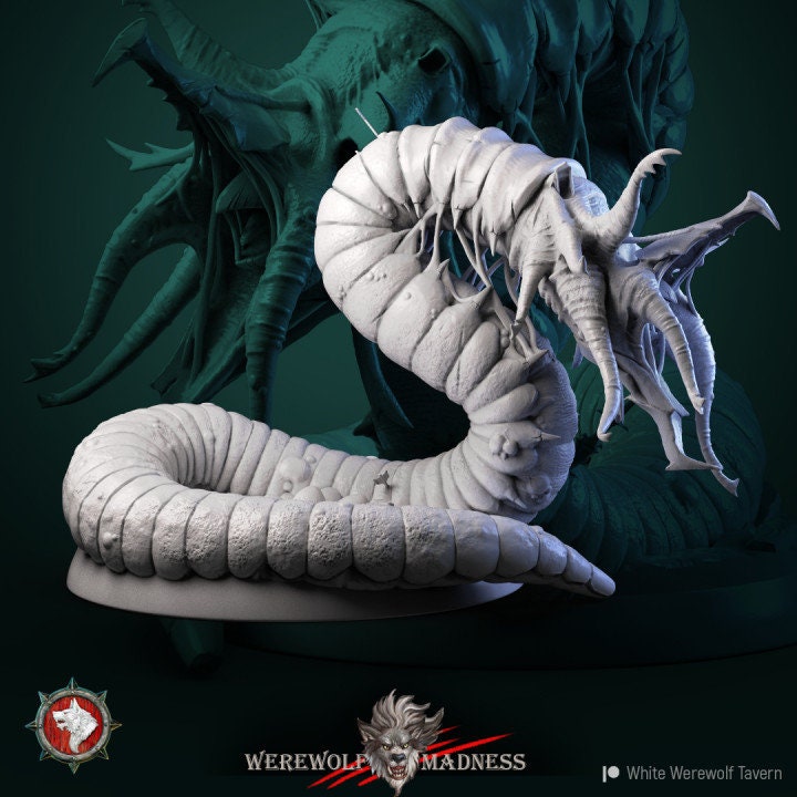 Huge Worm Creature | 3D Printed Resin Model | Ideal for DnD, RPG, AOS, Table top Gaming
