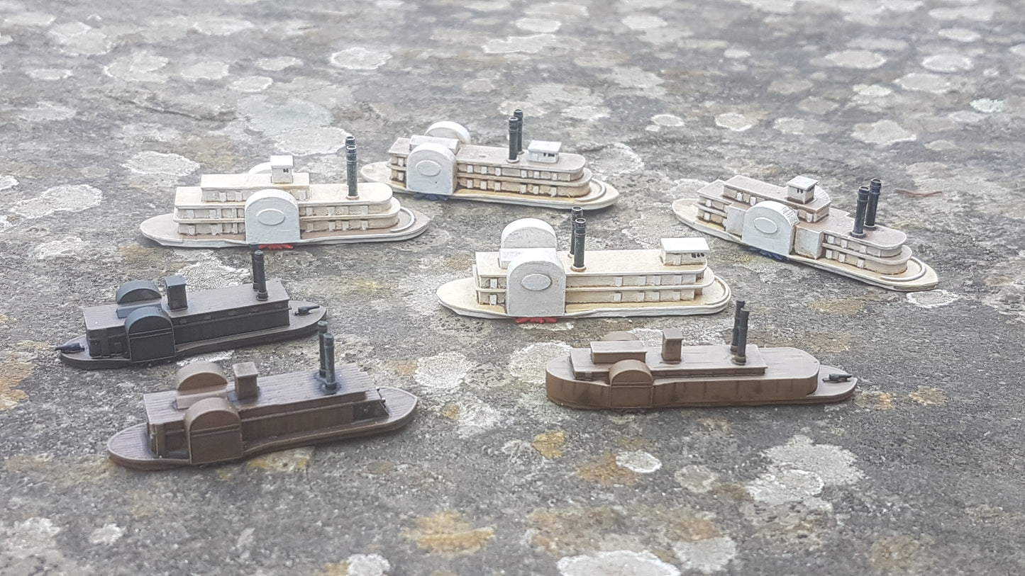 1/1200 American Civil War Side Wheel Transports and Gunboats