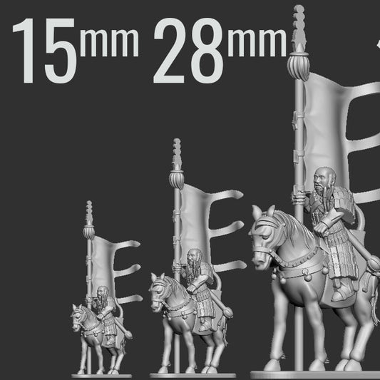 10mm Khitan-Liao Armoured Banner bearer Horsemen