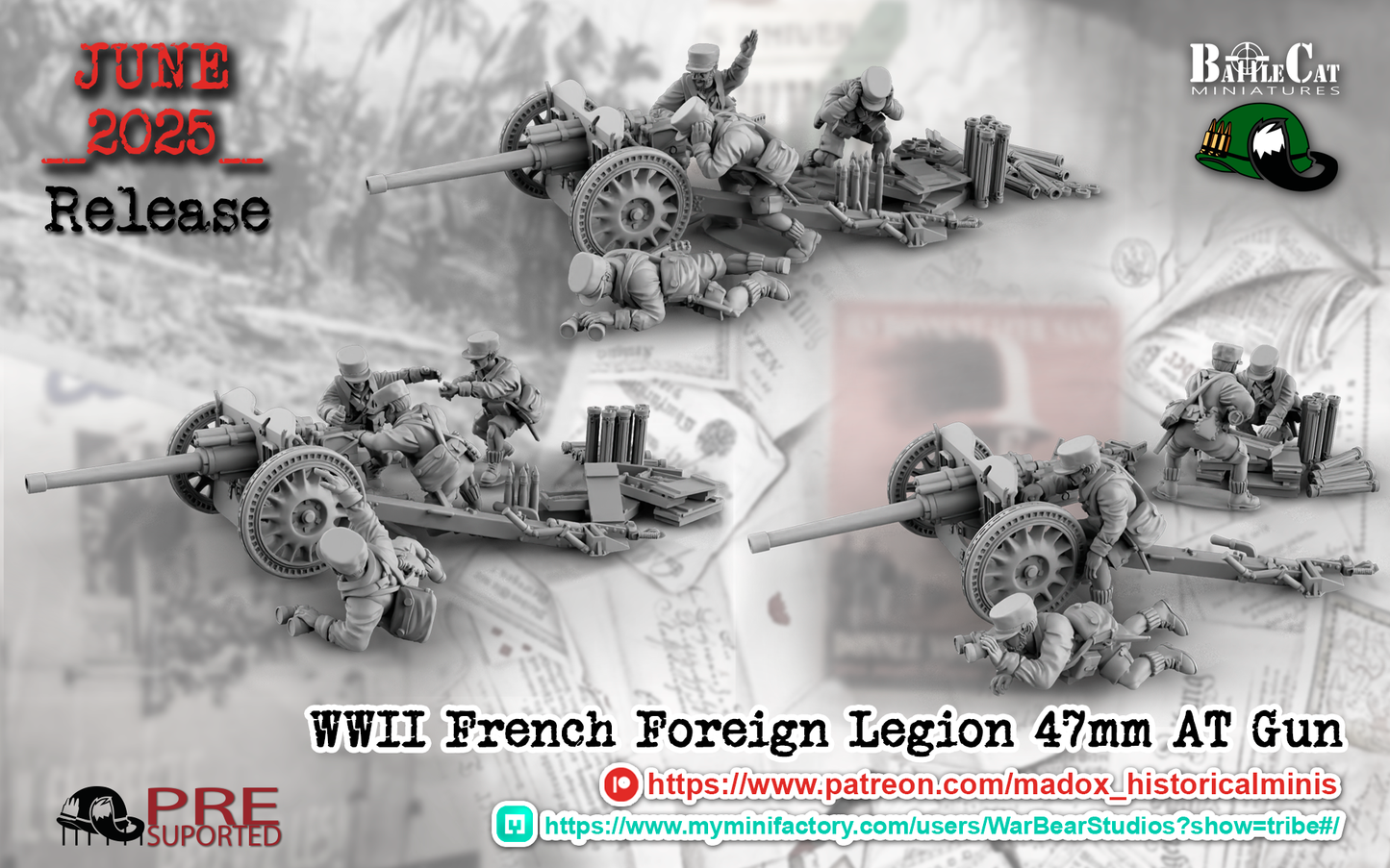 WW2 French Foreign Legion 47mm AT Guns