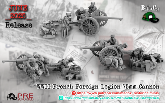 WW2 French Foreign Legion 75mm Artillery Cannons