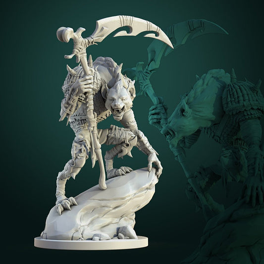 Gnoll Boss | 3D Printed Resin Model-Ideal for DnD, RPG, table top Gaming, Fantasy, Wargaming, Beastmen, The 9th Age,