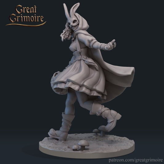 Little Red Riding Rabbit | 3D Printed Resin Model | Ideal for DnD, RPG, table top Gaming, Fantasy, Wargaming, The 9th Age, Female Miniature