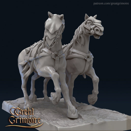 Lord, Coachman and Horses | 3D Printed Resin Model | Ideal for DnD, RPG, Table top Gaming, Fantasy, Wargaming, The 9th Age, Medieval