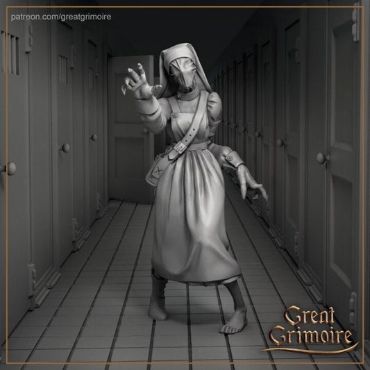 Nurse-Ghoulish | 3D Printed Resin Model | Ideal for DnD, RPG, Table top Gaming, Fantasy, Wargaming, The 9th Age, Horror, Female Miniatrure