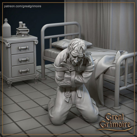 Asylum Tom-Straightjacket | 3D Printed Resin Model-Ideal for DnD, RPG, table top Gaming, horror, Cthulhu, eldritch, H P lovecraft.