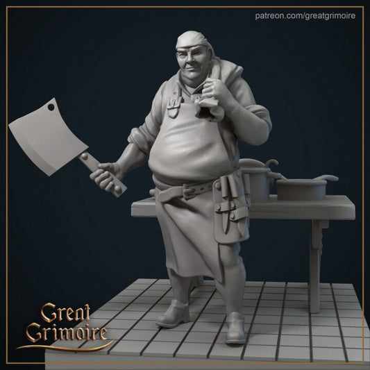 Cook / Butcher |  3D Printed Resin Model | Ideal for DnD, RPG, Table top Gaming, Fantasy, Wargaming, The 9th Age,
