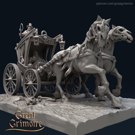 The Chariot | 3D Printed Resin Model | Ideal for DnD, RPG, Table top Gaming, Fantasy, Wargaming, The 9th Age, Cavalry, Undead