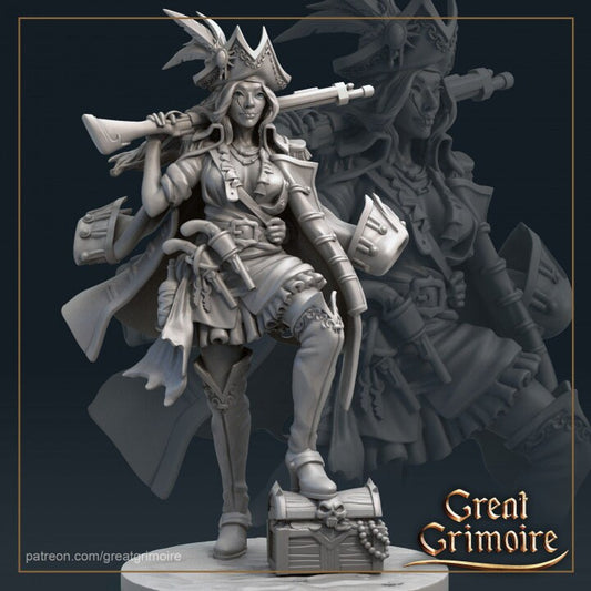 Captain Red Fox | Display piece | Ideal for, RPG, DnD, Table top gaming, Fantasy, Wargaming, Medieval, Female Miniature | Resin Models