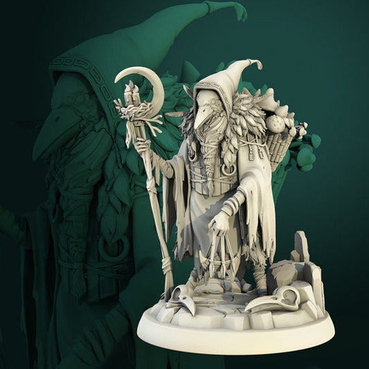 Kenku Druid | Display piece | RPG, DnD, Table top gaming, Fantasy, Beastmen, Wargaming | 3D Printed Resin Models