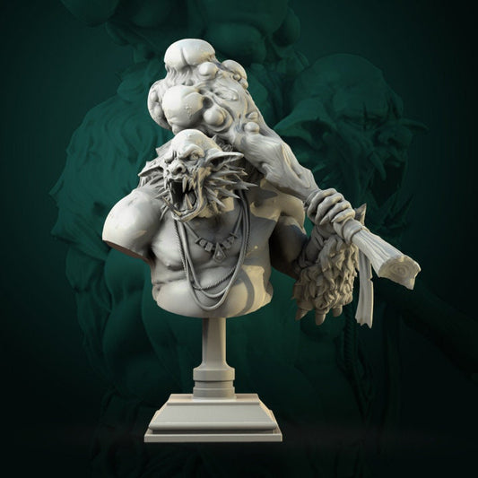 Fomorian Bust | Display piece | Ideal for, RPG, DnD, Table top gaming, Fantasy, The 9th Age, Wargaming | 3D Printed Resin Models