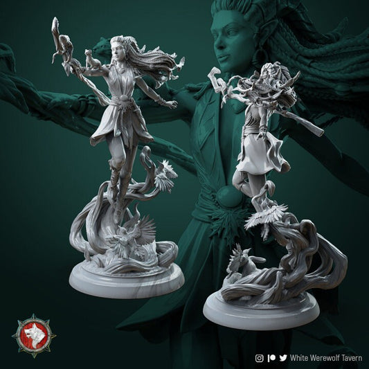 Lesika Light Eyed Druid | 3D Printed Resin Model-Ideal for DnD, RPG, table top Gaming, Fantasy, Wargaming, The 9th Age, Mythological