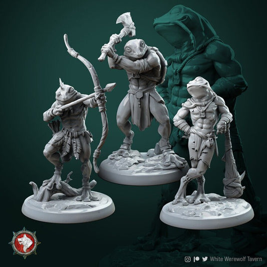 Froggles tribe (3 set) | 3D Printed Resin Model- For DnD, RPG, table top Gaming, Fantasy, Wargaming, Beastmen, The 9th Age, Sea Creature