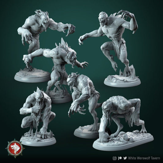 Ghouls (6 set) | Creepy 3D Printed Resin Model- Ideal for DnD, RPG, table top Gaming, Fantasy, Wargaming, Beastmen, The 9th Age, Horror