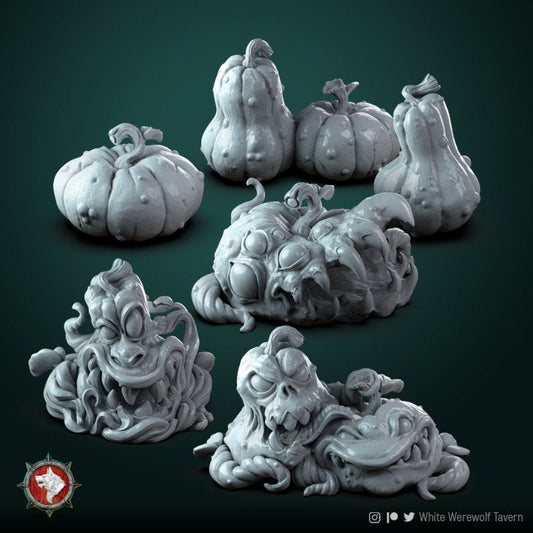 Pumpkins (6 set) | Creepy 3D Printed Resin Model- Ideal for DnD, RPG, Table top Gaming, Fantasy, Wargaming, The 9th Age, Horror