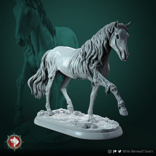 Ghost Horse | Creepy 3D Printed Resin Model- Ideal for DnD, RPG, Table top Gaming, Fantasy, Wargaming, The 9th Age, Horror Cavalry, Undead