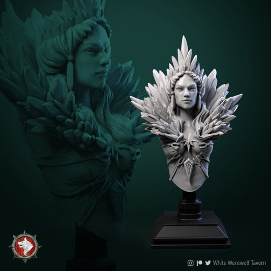 Helga The Frost Witch Bust  | Display Piece- 3D Printed Resin Model- Ideal for DnD, RPG, table top Gaming, Fantasy, Wargaming, The 9th Age,