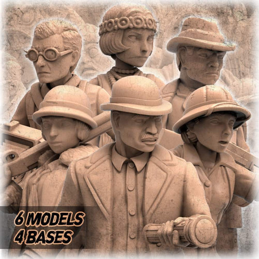 Core Investigators Set (6) | 3D Printed Resin Model-Ideal for DnD, RPG, table top Gaming, Fantasy, Wargaming, Cthulhu, Mansions of Madness,