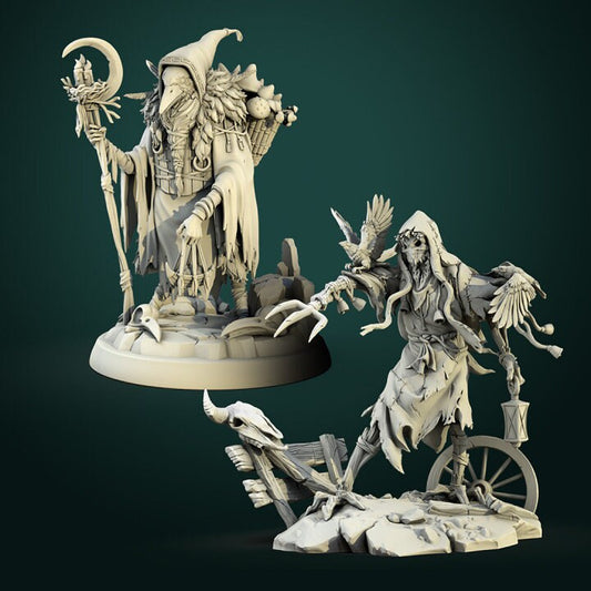 Haunted Scarecrow and kenku Druid | Display piece | RPG, DnD, Table top gaming, Fantasy, Beastmen, Wargaming | 3D Printed Resin Models