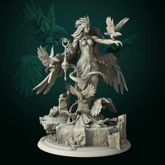 Maletta Crow Mother | Display piece | RPG, DnD, Table top gaming, Fantasy, Female Miniature, The 9th Age | 3D Printed Resin Models