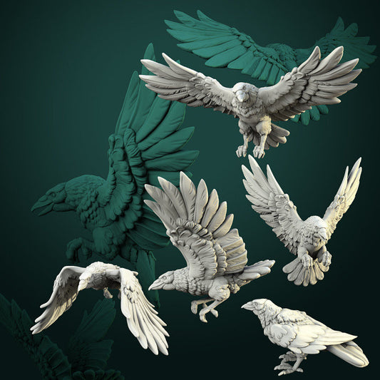 Crows | 3D Printed Resin Model | Ideal for RPG, DnD, Table to gaming, Fantasy, Wargaming, The 9th age, Dioramas