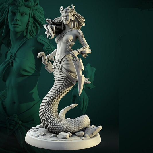 Hara | 3D Printed Resin Models | Display piece | RPG, DnD, Table top gaming, Fantasy, Medusa, Greek Mythology, Female Miniature