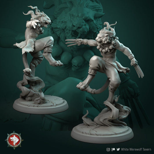 Male Tabaxi Warrior | RPG, DnD, Table top gaming, Fantasy, The 9thh Age, Wargaming, Beastmen | 3D Printed Resin Models