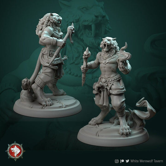 Male Tabaxi Leonin Mage | RPG, DnD, Table top gaming, Fantasy, The 9th Age, Wargaming, Beastmen | 3D Printed Resin Models