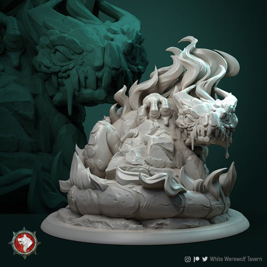 Salamander | Display piece | Ideal for, RPG, DnD, Table top gaming, Fantasy, Wargaming, The 9th Age | 3D Printed Resin Models