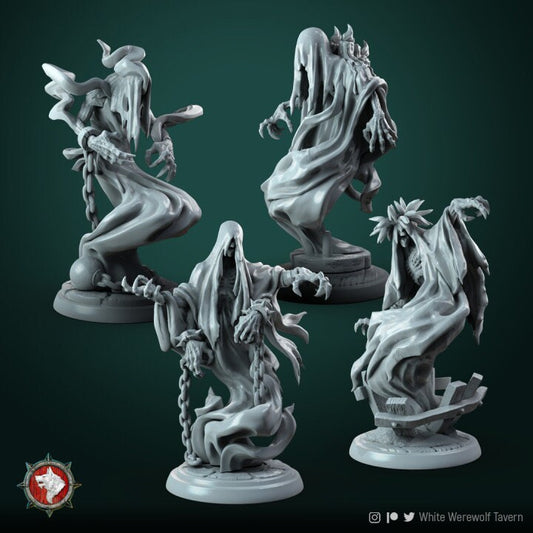 Specters (4 set) | Creepy 3D Printed Resin Model- Ideal for DnD, RPG, table top Gaming, Fantasy, Wargaming, The 9th Age, Horror