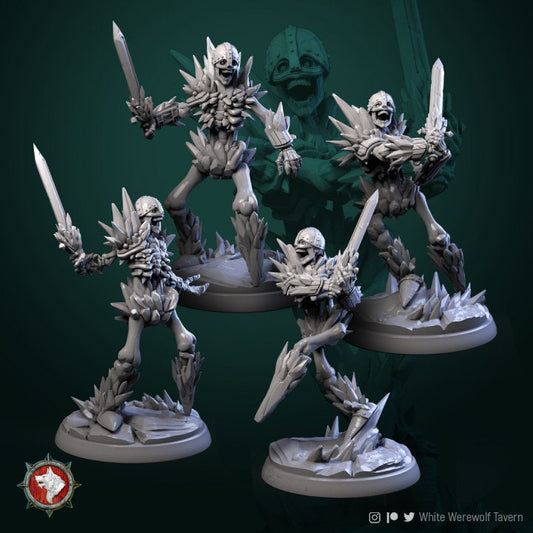 Ice Skeletons (4 set) | 3D Printed Resin Model-Ideal for DnD, RPG, table top Gaming, Greek, Fantasy, Wargaming, The 9th Age, Undead
