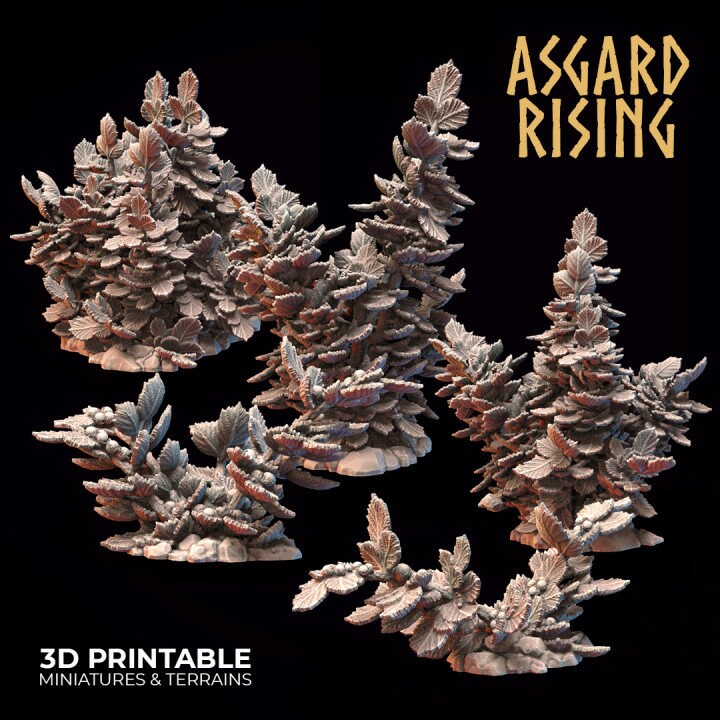 Hazel Bush Set | 3D Printed Resin Model-Ideal for DnD, RPG, table top Gaming, Greek, Fantasy, Terrain, Diorama