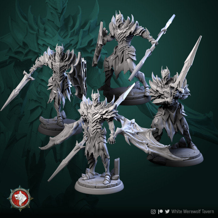 Dark Knights (4 set) | 3D Printed Resin Model-Ideal for DnD, RPG, table top Gaming, Fantasy, Wargaming, The 9th Age, Medieval