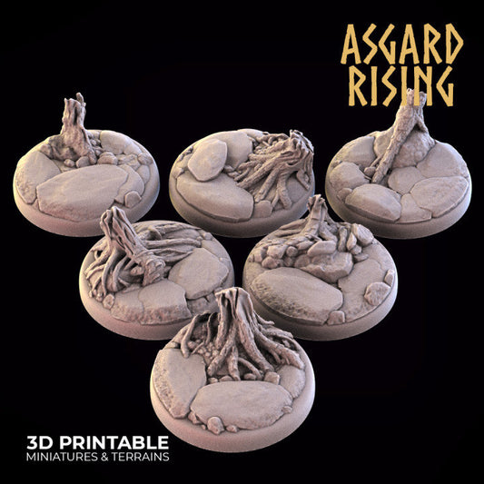 Road Side Round Bases (6 set) | Creepy 3D Printed Resin Model Ideal for DnD, RPG, table top Gaming, Fantasy, Terrain, Diorama