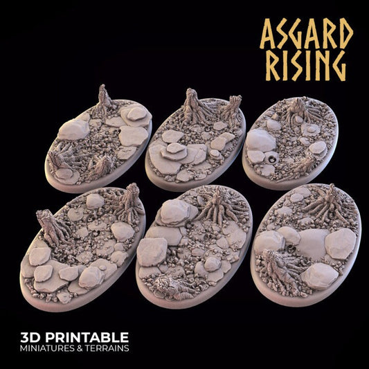 Road Side Oval Bases (6 set) | Creepy 3D Printed Resin Model-Ideal for DnD, RPG, table top Gaming, Fantasy, Terrain, Diorama
