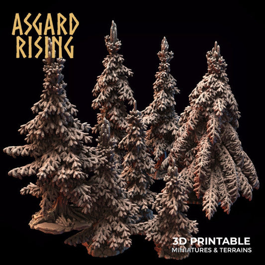 Young Conifers Spruce Forest Set | Creepy 3D Printed Resin Model-Ideal for DnD, RPG, table top Gaming, Greek, Fantasy, Terrain, Diorama