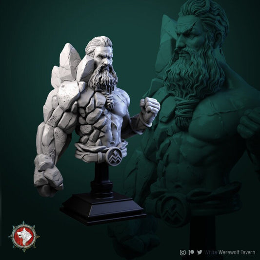 Earth Master Bust | 3D Printed Resin Model- Ideal for DnD, RPG, Table top Gaming, Fantasy, Wargaming, The 9th Age,