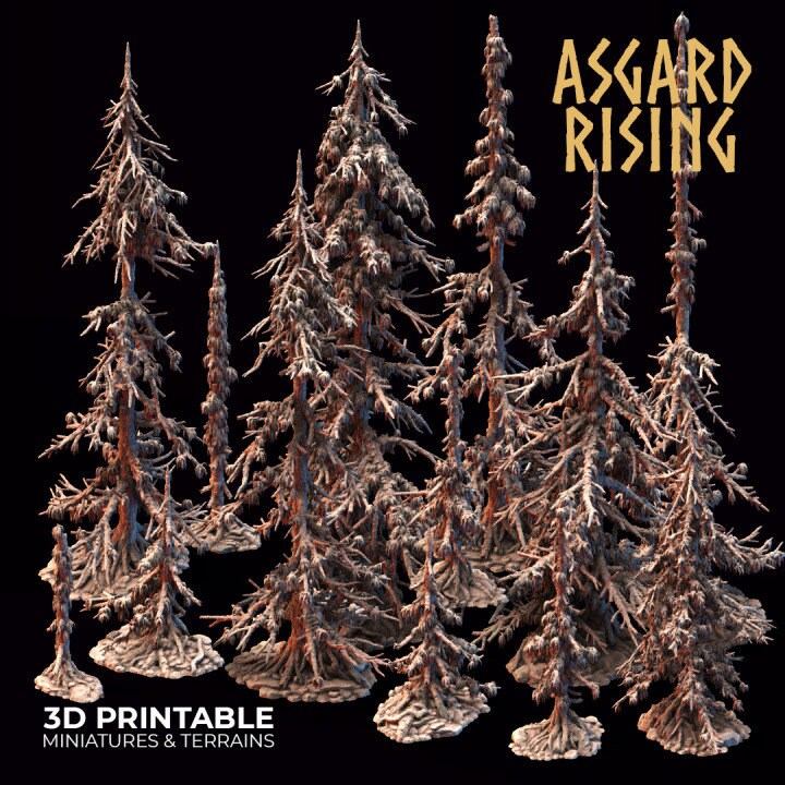 Infected Conifers Spruce Modular Forest Set | Creepy 3D Printed Resin Model-Ideal for DnD, RPG, Table top Gaming, Fantasy, Terrain, Diorama