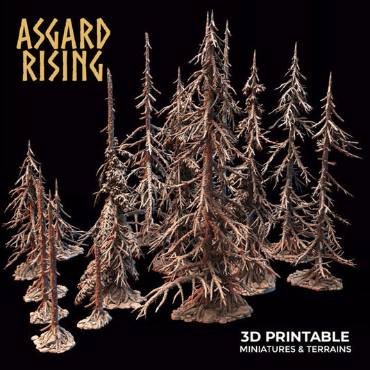 Dry Conifers Spruce Modular Forest Set | Creepy 3D Printed Resin Model | Ideal for DnD, RPG, table top Gaming, Fantasy, Terrain, Diorama