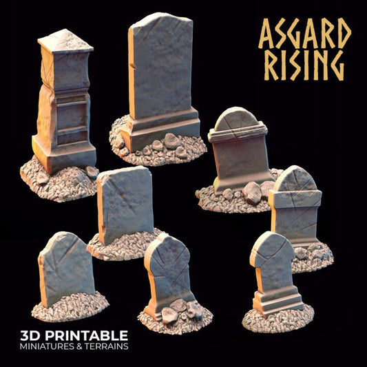 Gravestones Part 2 | 3D Printed Resin Model | Ideal for DnD, RPG, Table top Gaming, Fantasy, Wargaming, Terrain