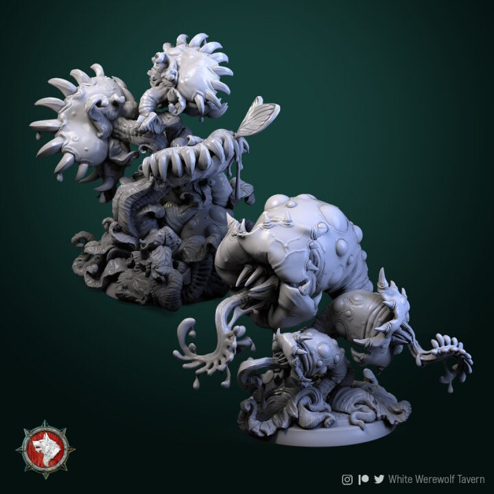 Predatory Flowers (2) | 3D Printed Resin Models | Ideal for - RPG, DnD, Table top gaming, Fantasy, Terrain,  Horror