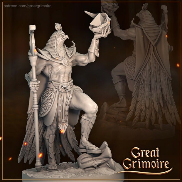 Ra, God Of Sun | 3D Printed Resin Model | Ideal for DnD, RPG, Table top Gaming, Egyptian, Fantasy, Wargaming, Beastmen, The 9th Age,