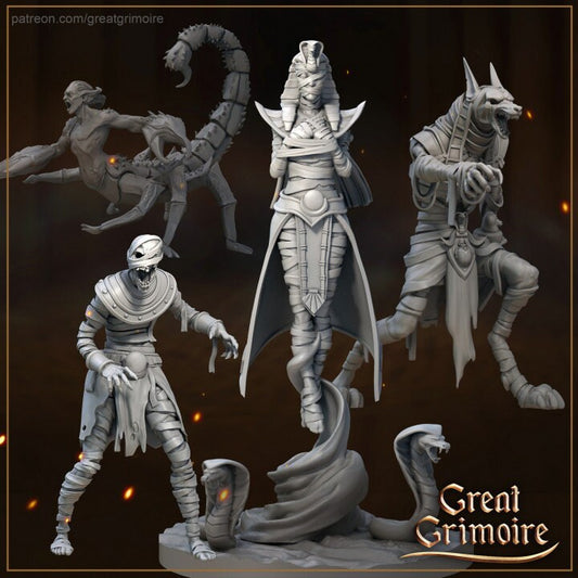 The Mummified Mutants (4 Set) | 3D Printed Resin Model-Ideal for DnD, RPG, table top Gaming, Egyptian, Fantasy, Wargaming,