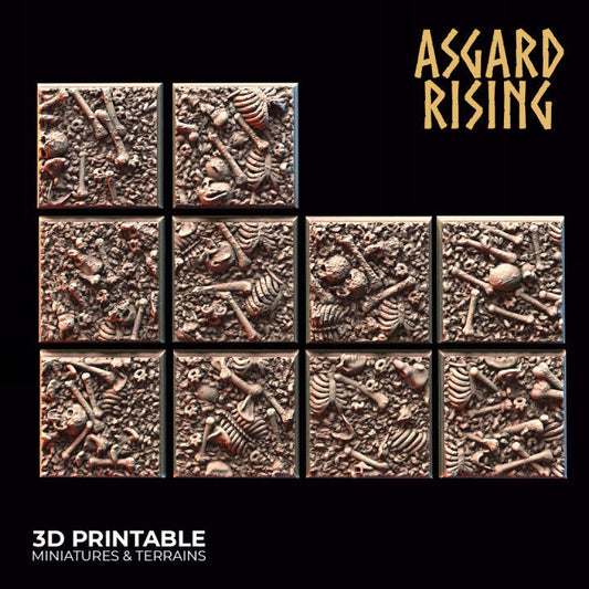 Skull And Bones Square Bases (x10) | 3D Printed Resin Model-Ideal for DnD, RPG, table top Gaming, Fantasy, Wargaming,