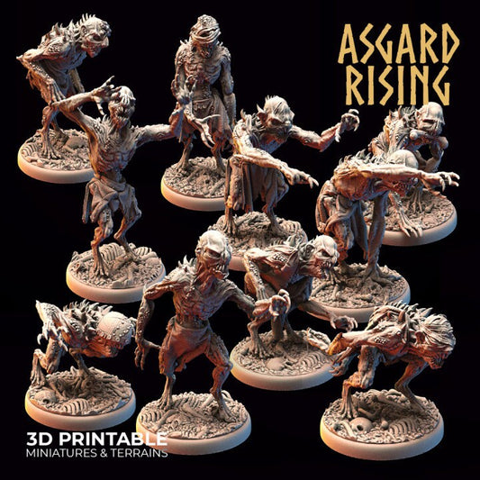 Ghouls (x10) | Creepy 3D Printed Resin Model | Ideal for DnD, RPG, Table top Gaming, Fantasy, Horror, Undead, Demons