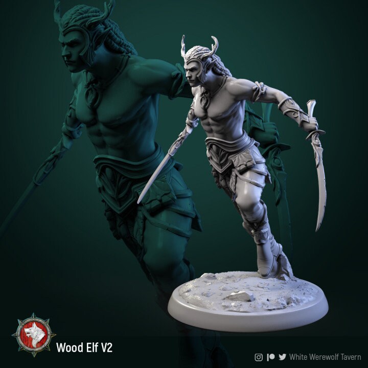 Wood Elves (1) 72mm| 3D Printed Resin Model | Ideal for RPG, DnD, Table top Gaming, Fantasy, Wargaming, Beastmen,